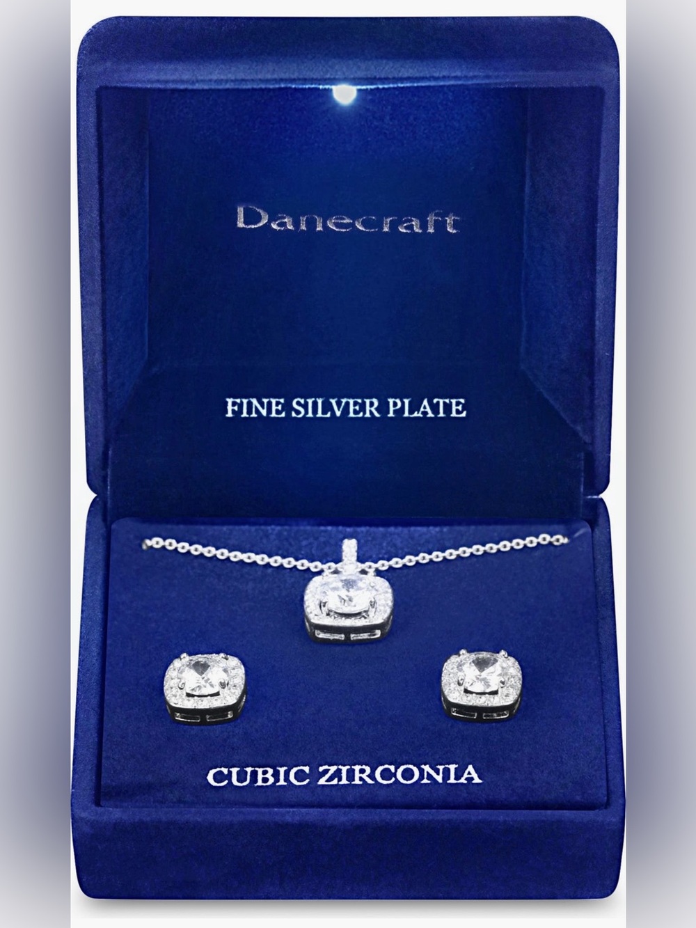 Danecraft Cubic Zirconia Pendant Necklace and Earrings Set